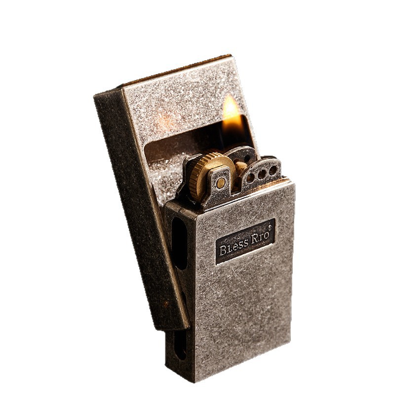 Men Accessories Drawer - 레트로 그라인딩 휠 라이터, 구식 서랍형