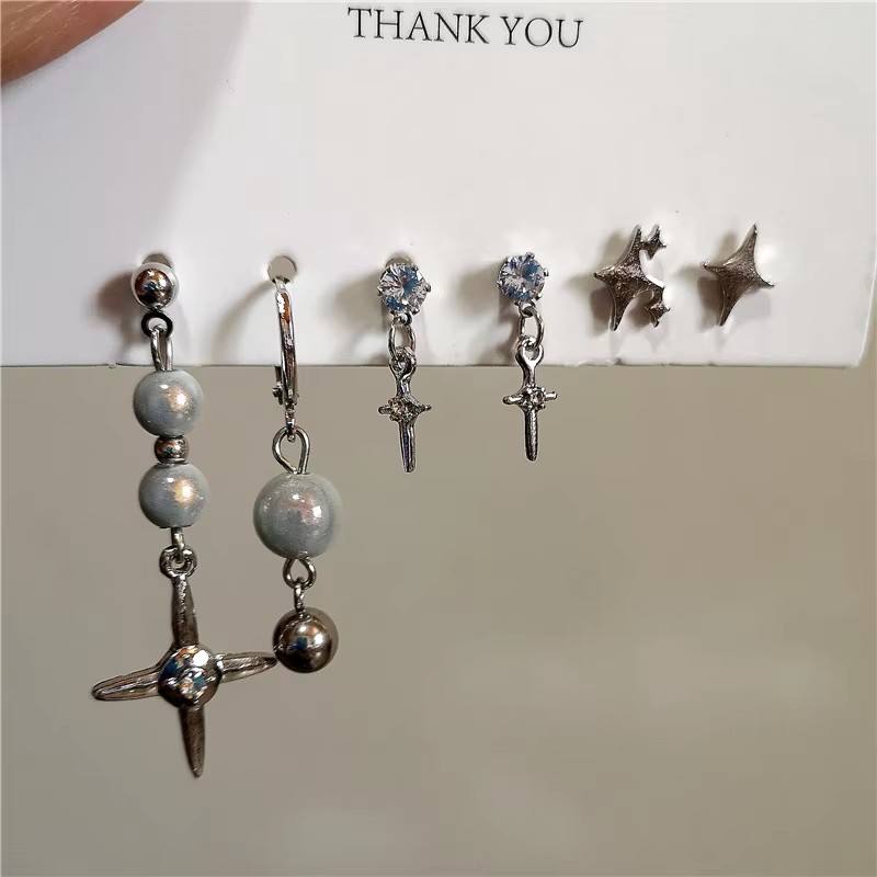 Men Accessories Aesthetic - 남녀공용 고스 펑크 크리스탈 크로스 스타