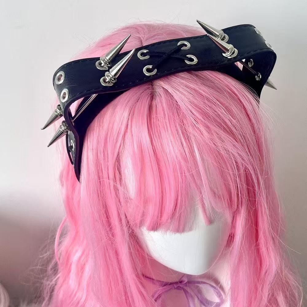 Men Accessories Aesthetic - 펑크 하라주쿠 리벳 헤어밴드, Y2K 얼터