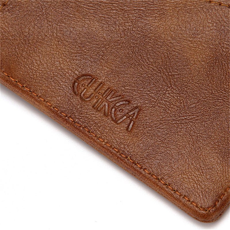 Bifold Leather Wallet - 다기능 슬림 메탈 클램프 지갑 카드