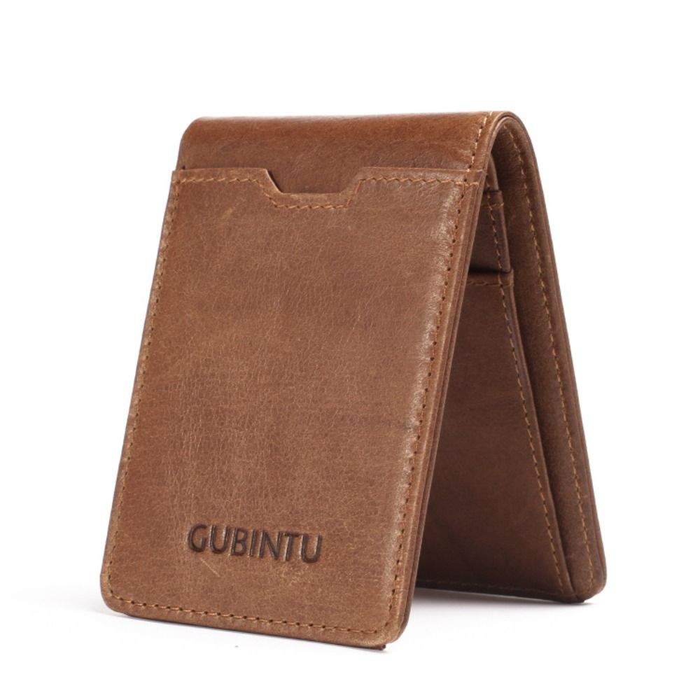 Bifold Leather Wallet - 진짜 가죽 남성용 지갑 슬림 빈티지