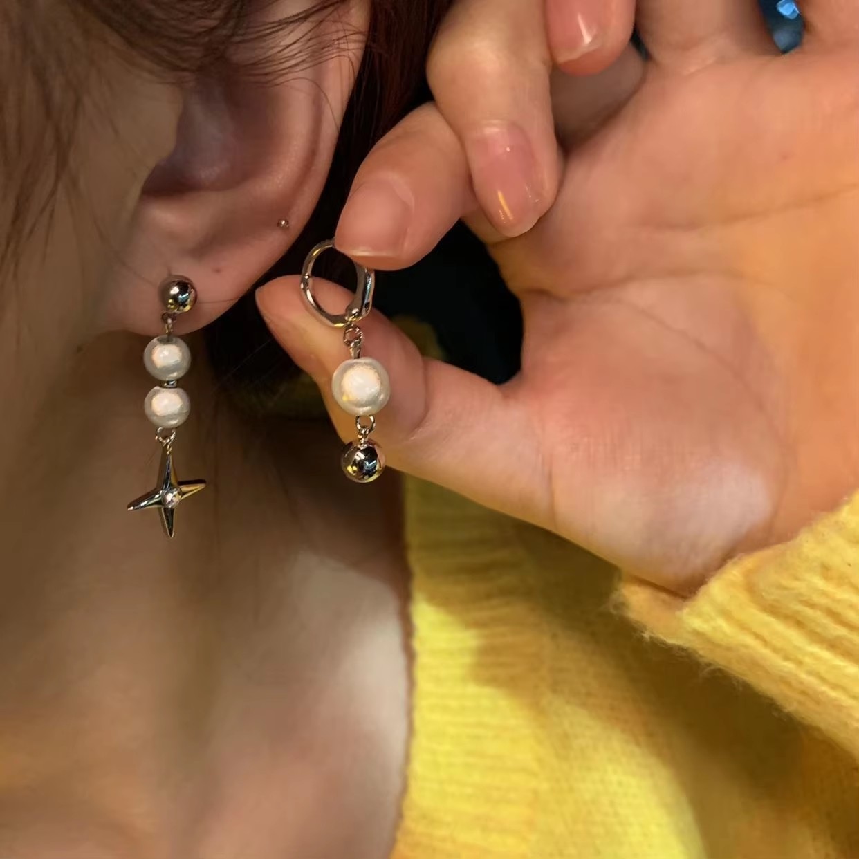남녀공용 고스 펑크 크리스탈 크로스 스타 펜던트 귀걸이 - Men Accessories Aesthetic 리뷰 및 가격