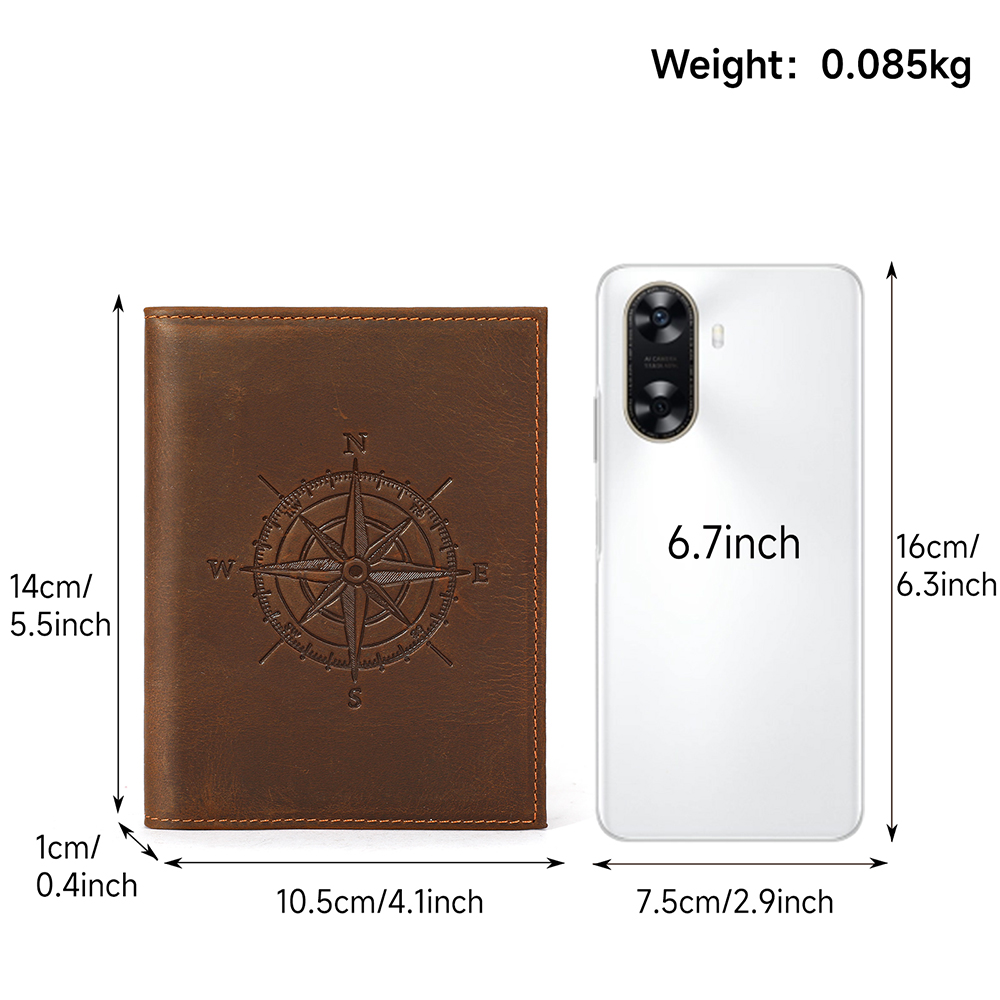 레트로 나침반 무늬가 새겨진 천연 가죽 지갑, RFID - Bifold Leather Wallet 리뷰 및 가격