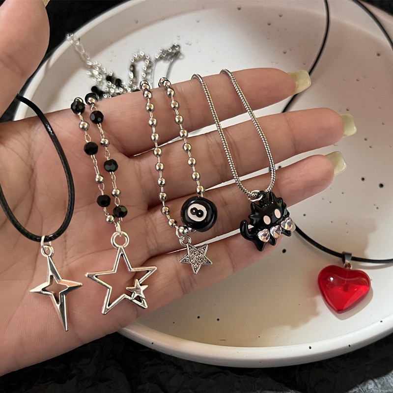 여성을위한 빈티지 패션 가죽 로프 스타 펜던트 목걸이  - Men Accessories Aesthetic 리뷰 및 가격