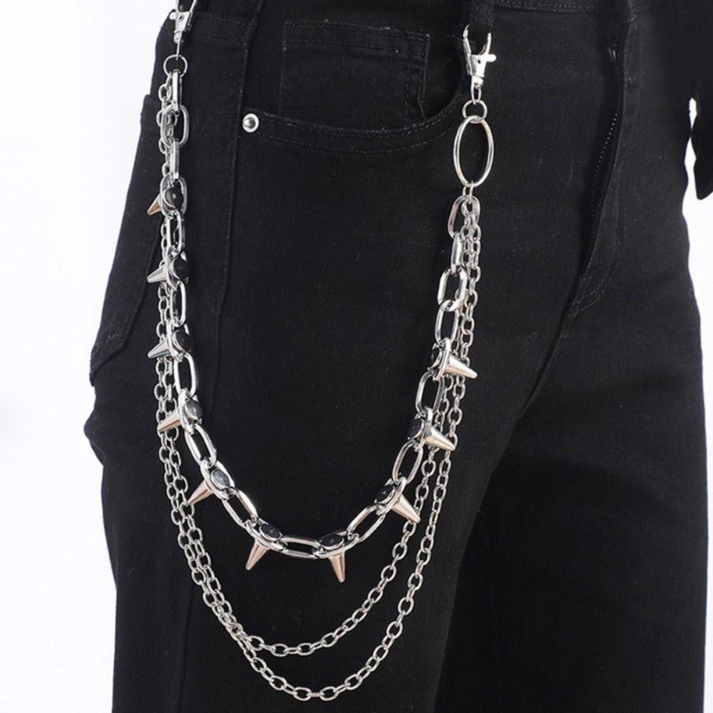 유니섹스 힙합 펑크 록 메탈 허리 체인 팬츠 키링 바지 - Men Accessories Ring 리뷰 및 가격