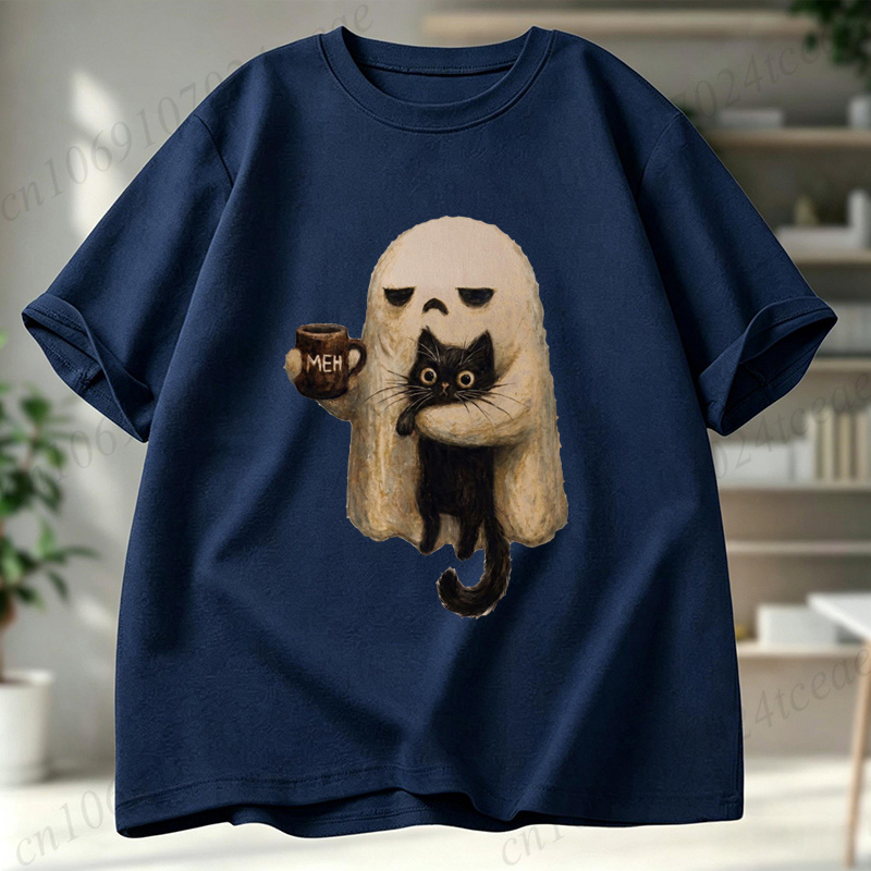 Ghost-Cat Shirt Spooky Black C - Men Accessories Aesthetic 리뷰 및 가격