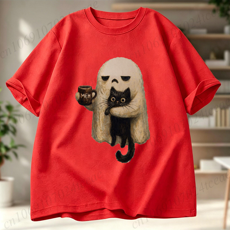 Ghost-Cat Shirt Spooky Black C - Men Accessories Aesthetic 리뷰 및 가격