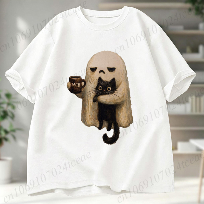 Ghost-Cat Shirt Spooky Black C - Men Accessories Aesthetic 리뷰 및 가격