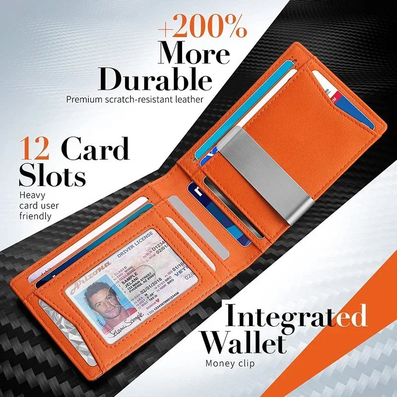 탄소 섬유 남성 지갑 머니 클립 지갑 RFID 신용카드 - Bifold Leather Wallet 리뷰 및 가격