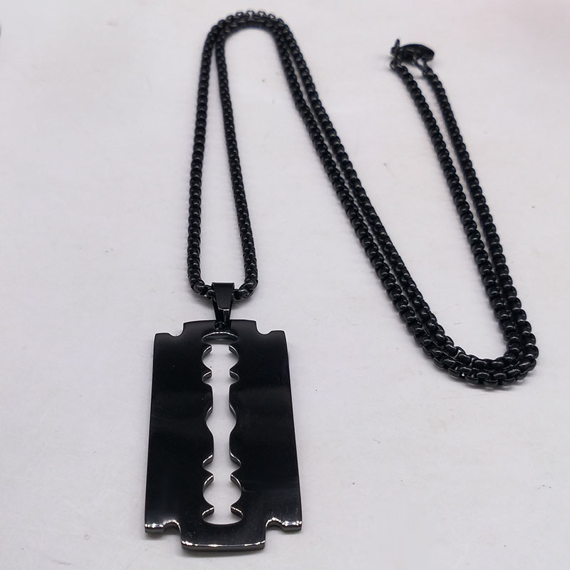 고딕 블레이드 면도기 펜던트 목걸이 남성용 블랙 컬러  - Men Accessories Aesthetic 리뷰 및 가격