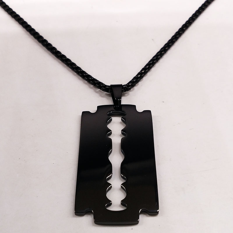 고딕 블레이드 면도기 펜던트 목걸이 남성용 블랙 컬러  - Men Accessories Aesthetic 리뷰 및 가격