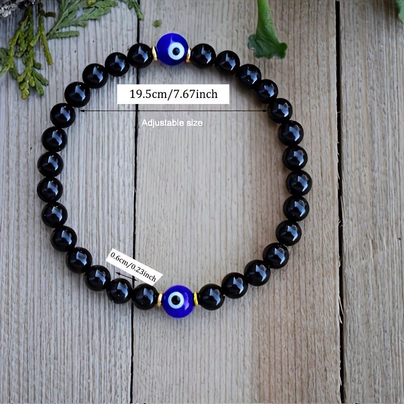 패션 블루 이블 아이 비즈 팔찌 여성 남성용 블랙 스톤 - Men Accessories Evil Eye 리뷰 및 가격