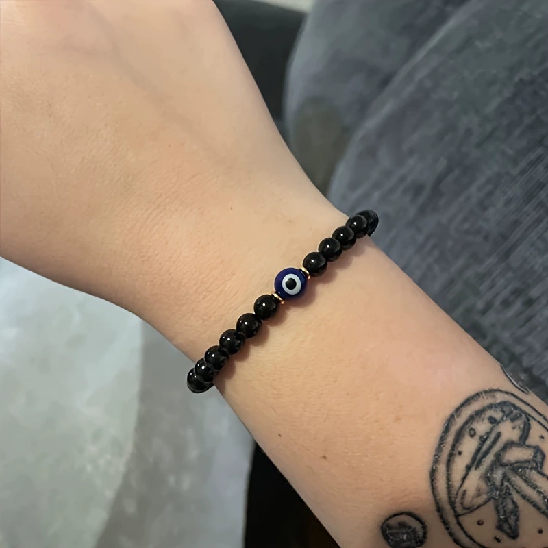 패션 블루 이블 아이 비즈 팔찌 여성 남성용 블랙 스톤 - Men Accessories Evil Eye 리뷰 및 가격