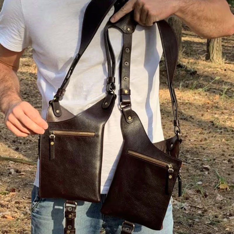 중세 스팀펑크 가죽 하네스 홀스터 백 조절 가능한 유틸 - Men'S Accessories Pouch 리뷰 및 가격