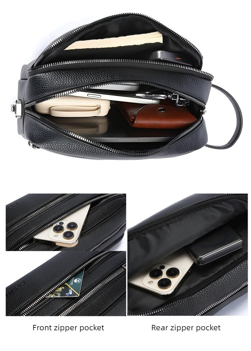 빈티지 남성용 핸드 클러치 백, 다층 지퍼 수납공간,  - Men'S Accessories Pouch 리뷰 및 가격