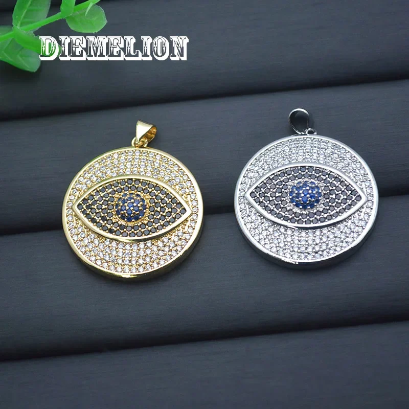 큰 원형 풀 큐빅 지르코니아 블루 이블아이 펜던트 고품 - Men Accessories Evil Eye 리뷰 및 가격
