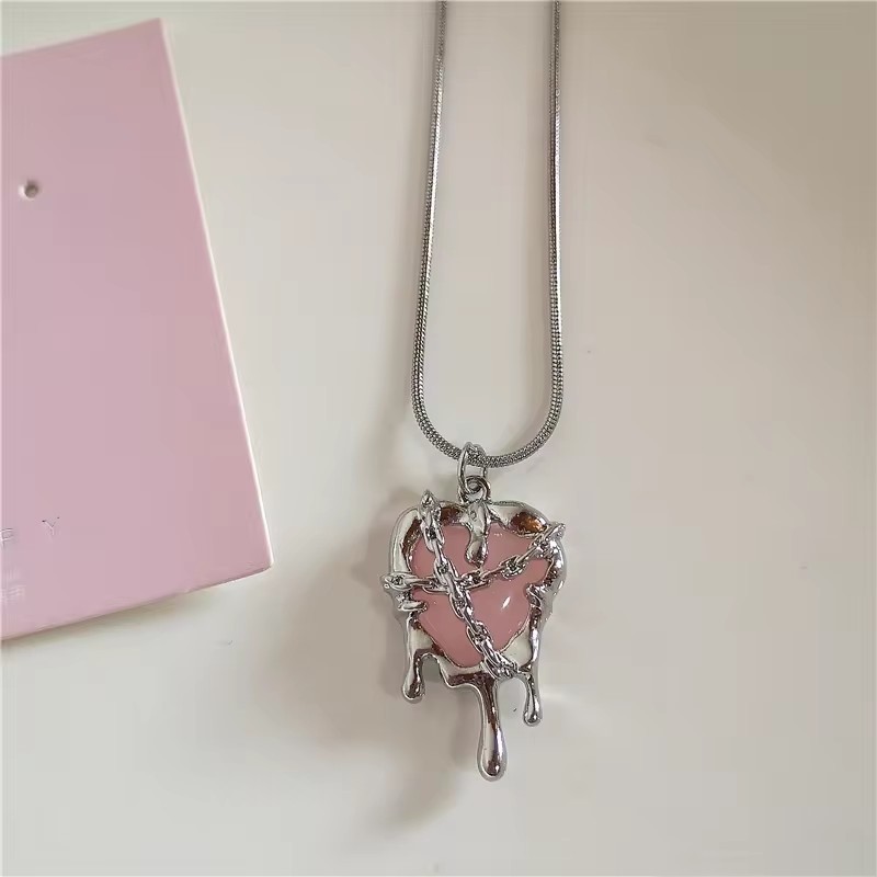 뉴 펑크 고딕 레드 블랙 라바 하트 펜던트 목걸이 귀걸 - Men Accessories Aesthetic 리뷰 및 가격