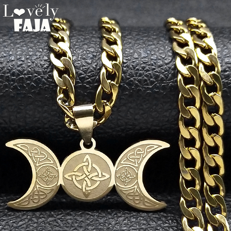 위카 트리플 문 초승달 여신 마녀 켈트 매듭 목걸이 여 - Men Accessories Aesthetic 리뷰 및 가격