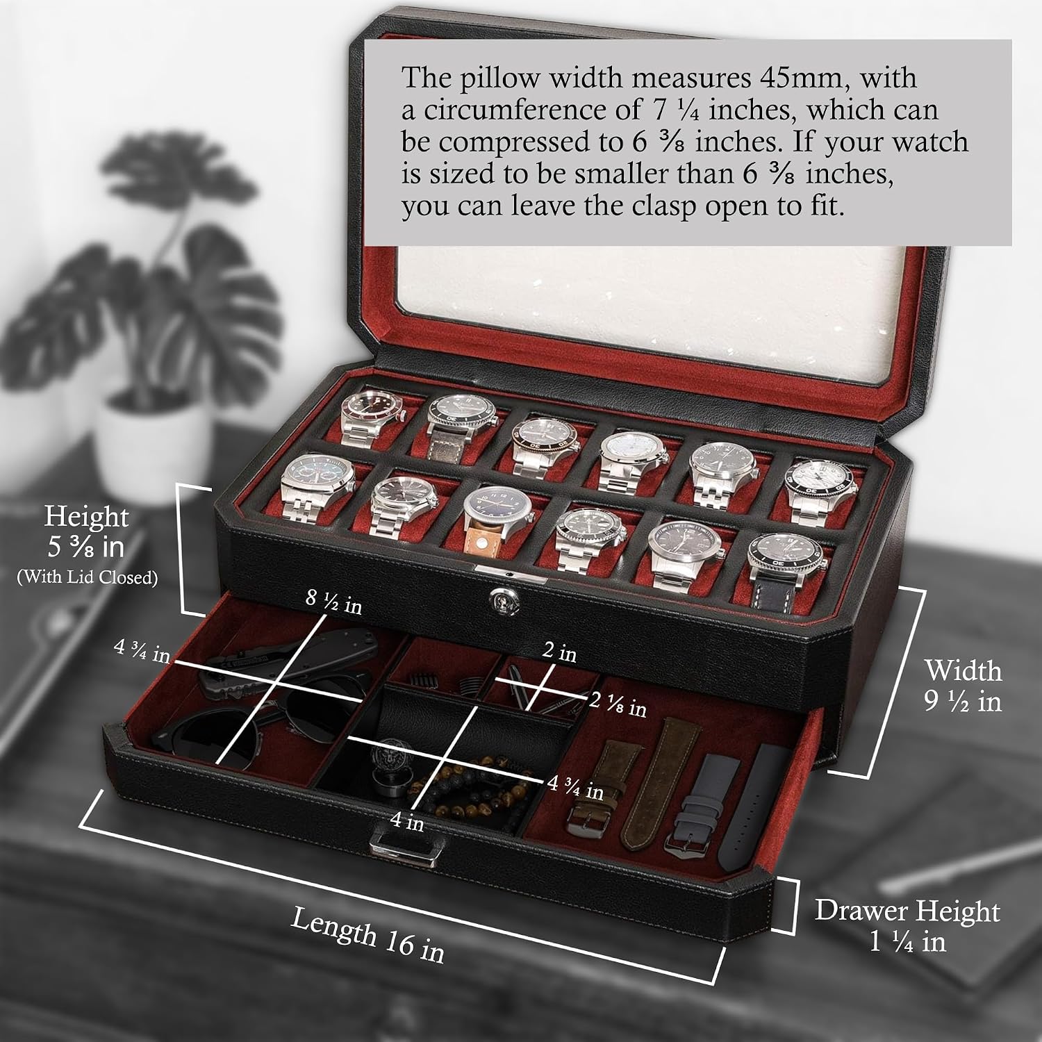 12 슬롯 가죽 시계 보관함 (발렛 서랍 포함) - 1 - Men Accessories Drawer 리뷰 및 가격